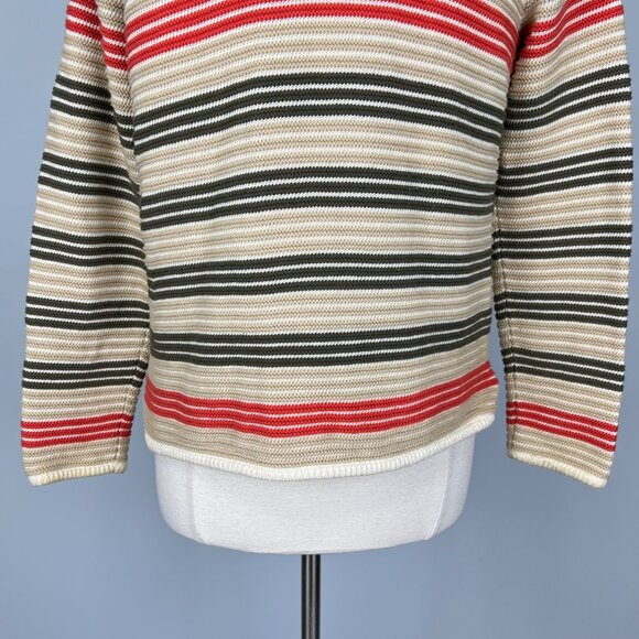 Worth Womens Striped Knit Button Front Cardigan Sweater Tan Brown Red size Small - Picture 8 of 11